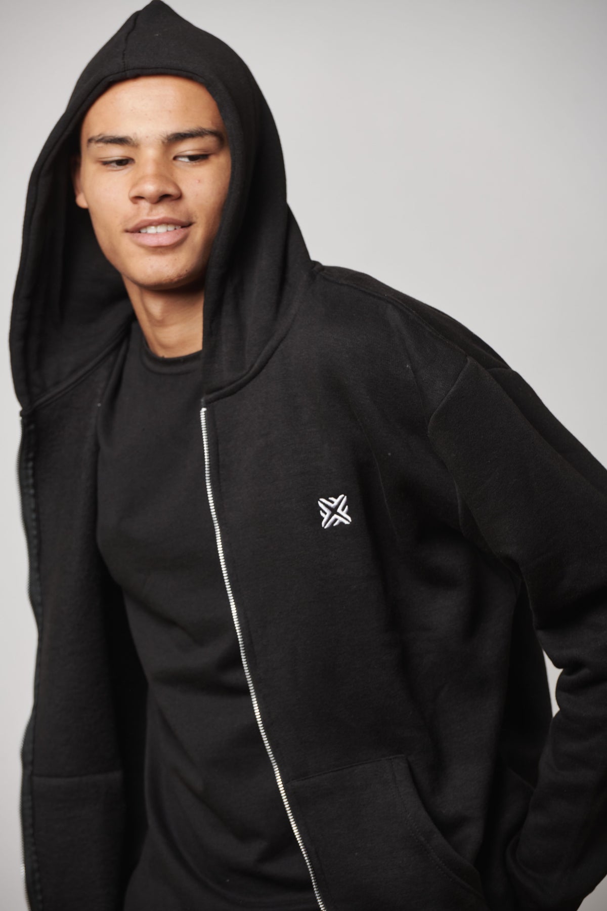 Gotti Regular Zip Through Hood Black